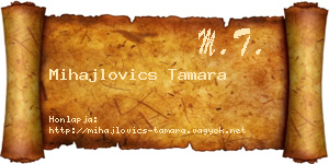 Mihajlovics Tamara névjegykártya